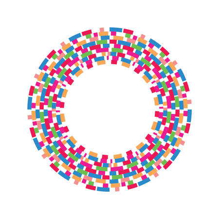 vector abstract colorful mosaic round pattern. pebble stone mosaic circle background with copy spaceのイラスト素材
