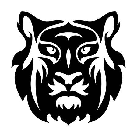 Stylized face of a tiger. abstract black and white graphic design of tiger headのイラスト素材
