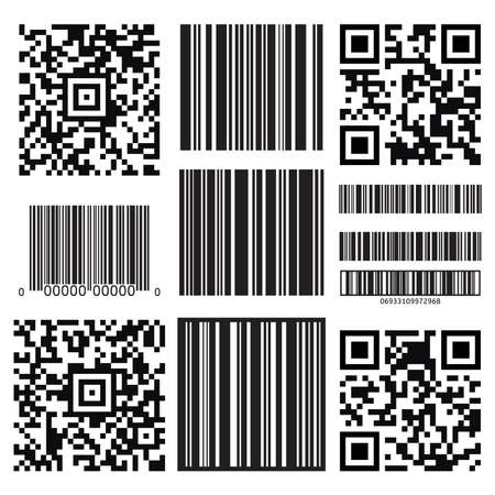 Set of barcode icons  isolated on whiteのイラスト素材