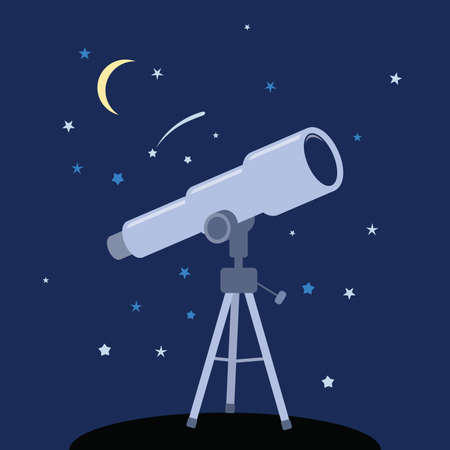 Telescope icon. astronomy instrument for science discovery.