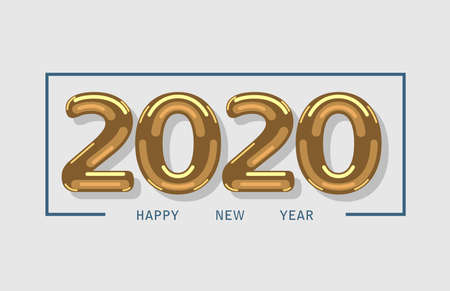 vector happy new year card with golden numbers and happy new year textのイラスト素材