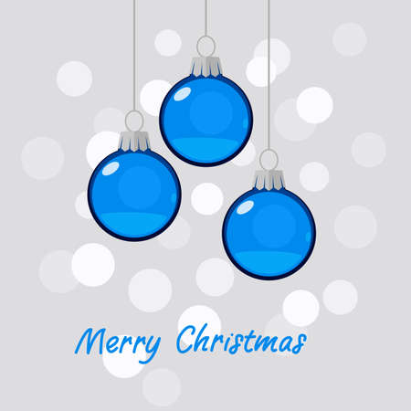 vector winter holiday illustration of blue christmas balls. stylized hanging glass ball for new year and christmas cardsのイラスト素材