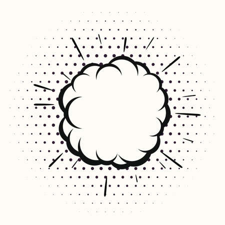 vector comic explosion isolated on white background. cartoon bubble blast illustration with halftone pattern. boom sound effect  icon. comic book explosion drawing with copy-space for your textのイラスト素材