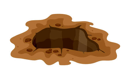Vector ground hole of deep underground gap isolated on whiteのイラスト素材
