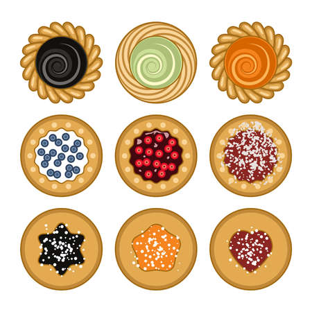 Vector jam and chocolate pie set isolated on whiteのイラスト素材