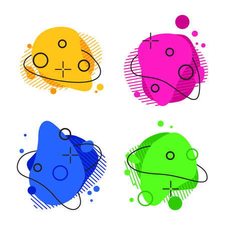 vector set of fluid backgrounds. abstract liquid design. modern graphic template for poster, banner or backdrop. colorful illustration with geometric and fluid shapes. creative liquid formsのイラスト素材