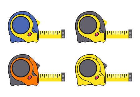 vector measure tape meter set isolated on white background. business construction metal equipment  measure tapes with numbersのイラスト素材