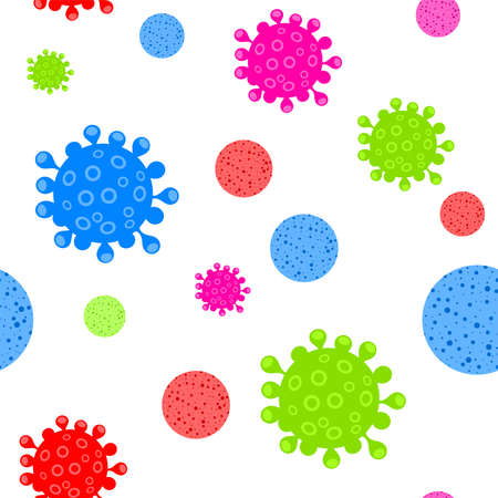 vector medical health seamless background. virus and microbe infection abstract symbols. medical microbiology seamless pattern. bacterial virus prevention illustrationのイラスト素材