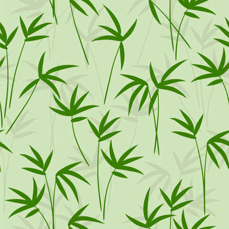 vector bamboo shoots seamless pattern. green tropical bamboo branches on seamless green background for floral illustrationのイラスト素材