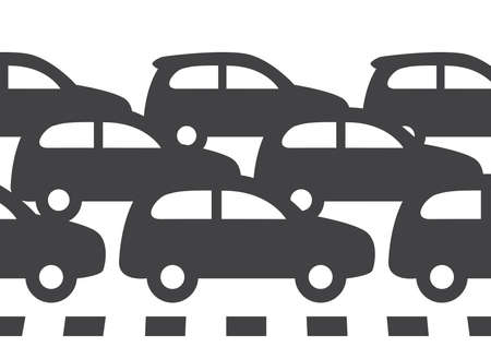 vector road traffic car jam symbol  isolated on white background. street or highway transport waiting line. automobile vehicles on the road. urban car traffic iconのイラスト素材