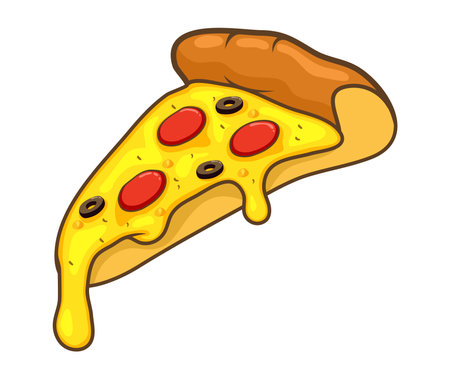 vector italian pizza slice icon isolated on white background. flat pizza symbol for restaurant food illustrationsのイラスト素材