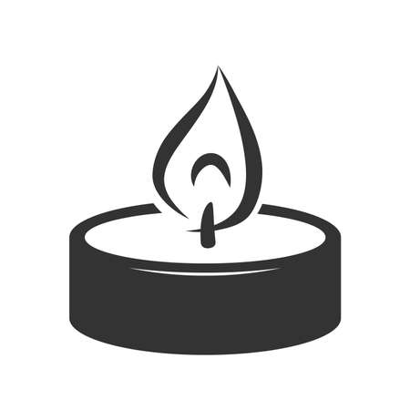 vector illustration of a small burning candle for christmas, spa, religious, memorial or funeral backgrounds. candle light symbolのイラスト素材