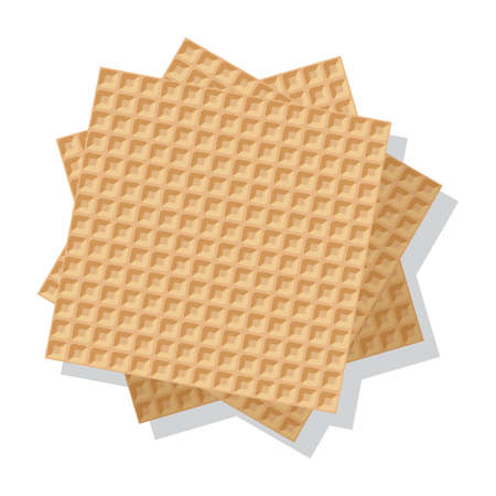vector wafers pile. sweet waffle texture pattern. crispy wafer cookie isolated on white background. eps10 illustrationのイラスト素材