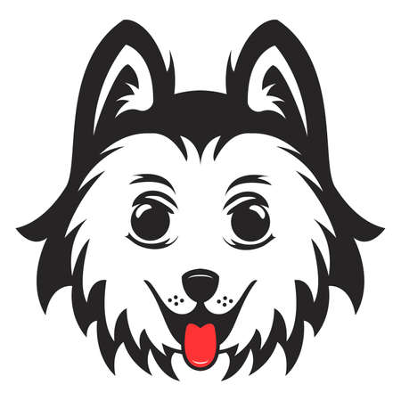 vector happy dog character icon isolated on white background. husky, doggy friend illustration. funny cartoon of animal dogのイラスト素材