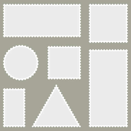 vector postage stamp set isolated on white background. mail template collection of perforated postage stampsのイラスト素材