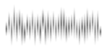 vector sound wave dotted graphic isolated on white background. frequency sound waveform, halftone illustrationのイラスト素材