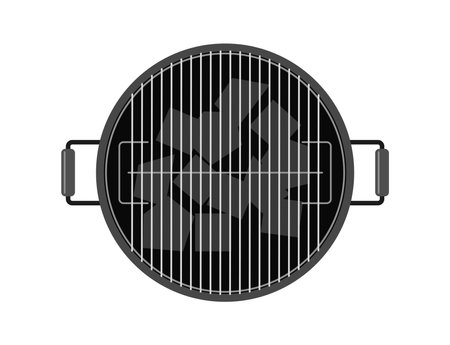 vector top view of bbq grill icon isolated on white background. barbecue grill with coalsのイラスト素材