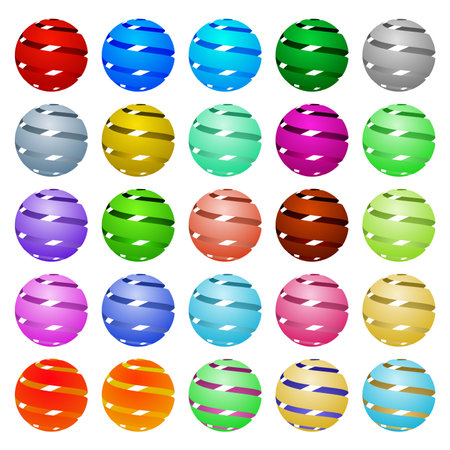 vector colorful globes isolated on white background. stylish sphere emblems. simple ball signs collectionのイラスト素材