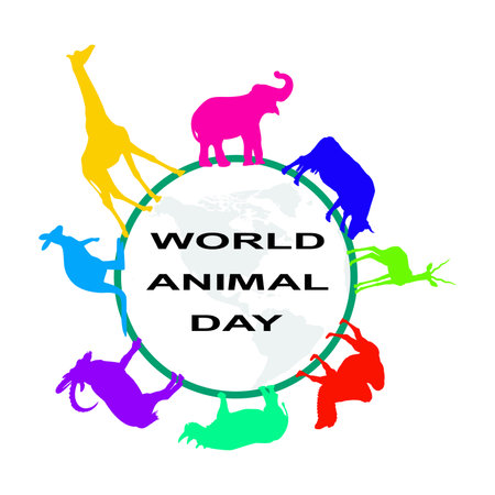 vector animals of the world isolated on white background. world animal day illustrationのイラスト素材