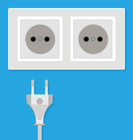 vector electrical plug and electric wall socket. electric cable switched off power lines. socket outlet plugのイラスト素材