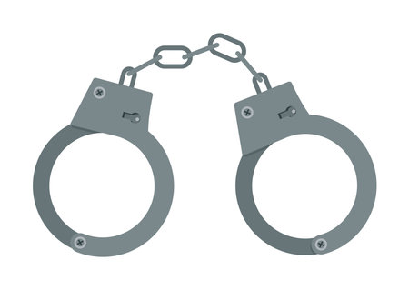 vector flat illustration of handcuffs. metal handcuffs isolated on white backgroundのイラスト素材