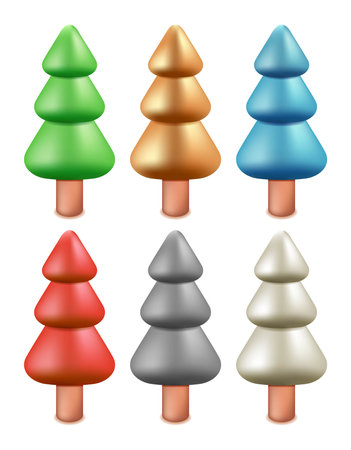 vector set of christmas trees isolated on white background. christmas holiday celebration symbols. pine tree design for new year decoration backgrounds. eps10のイラスト素材