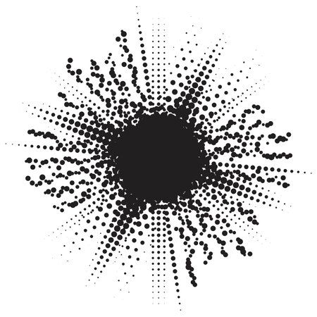 vector black starburst or sun rays isolated on white background. halftone starbursts design. star sunburst illustrationのイラスト素材