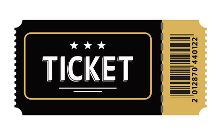 vector ticket icon isolated on white background. ticket template. casino, cinema, concert, event, game, party, show, theater gold ticketのイラスト素材