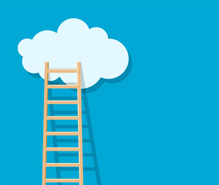 vector ladder to clouds. competition concept. minimalistic style. cloud in the skyのイラスト素材