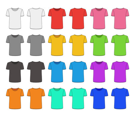 vector design of t-shirt with short sleeves isolated on white background. t-shirt template for men, fashion wear clothing illustrationのイラスト素材