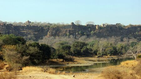 Ranthambore Fort, at Ranthambore National Park, Rajasthan, Indiaの写真素材