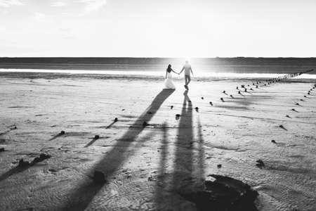 Wedding couple on a walk