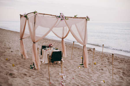 Decorated arches for the wedding romantic ceremonyの写真素材
