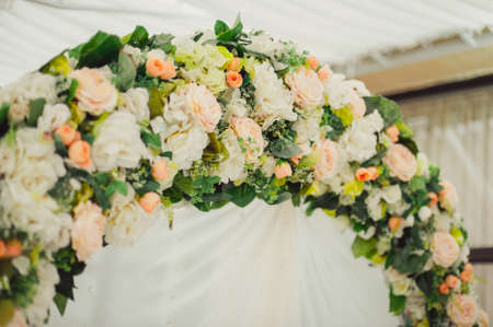 Decorated arches for the wedding romantic ceremonyの写真素材