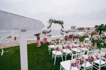 Decorated arches for the wedding romantic ceremonyの写真素材