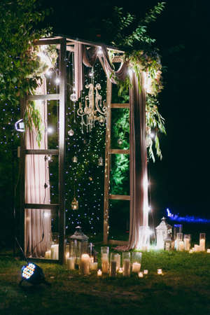 Decorated arches for the wedding romantic ceremonyの写真素材