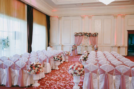 Decorated arches for the wedding romantic ceremonyの写真素材