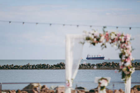 Decorated arches for the wedding romantic ceremonyの写真素材