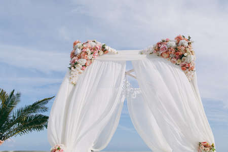 Decorated arches for the wedding romantic ceremonyの写真素材