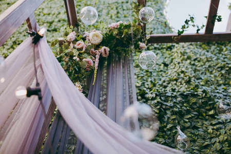Decorated arches for the wedding romantic ceremonyの写真素材