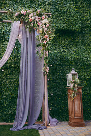 Decorated arches for the wedding romantic ceremonyの写真素材