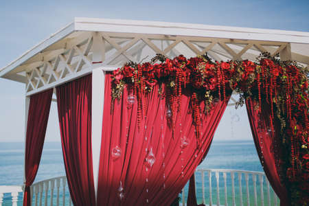 Decorated arches for the wedding romantic ceremonyの写真素材