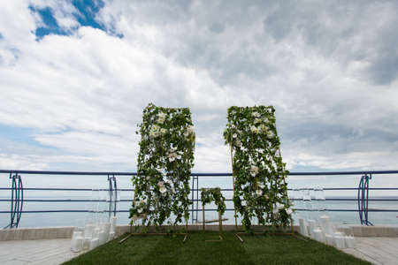 Decorated arches for the wedding romantic ceremonyの写真素材