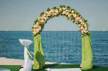 Decorated arches for the wedding romantic ceremonyの写真素材