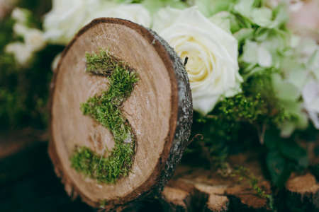 Number of tables at the wedding for the seating of guestsの写真素材