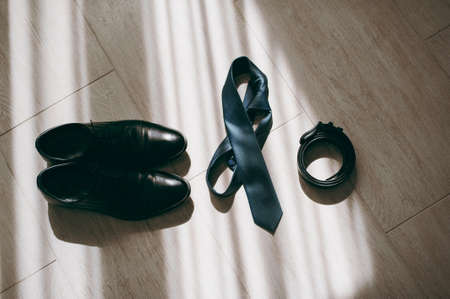 Shoes watch Butterfly necktie cufflinks groom for wedding