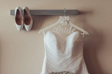 Bridesmaid dresses, shoes, garter, bouquet, rings, bracelet, beads, accessoriesの写真素材