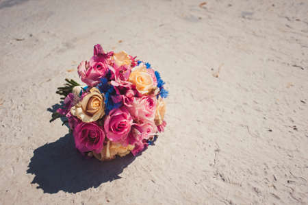 Beautiful bouquet of the bride in different color tonesの写真素材