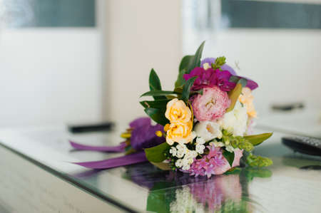 Beautiful bouquet of the bride in different color tonesの写真素材