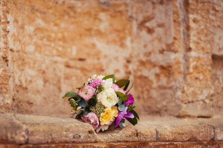 Beautiful bouquet of the bride in different color tonesの写真素材
